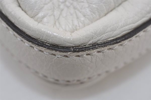 Authentic GUCCI Bamboo Chain Shoulder Hand Bag Purse Leather 235320 White 2680I