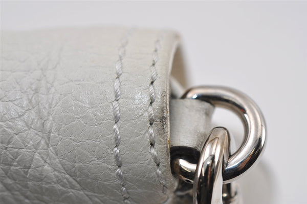 Authentic GUCCI Bamboo Chain Shoulder Hand Bag Purse Leather 235320 White 2680I