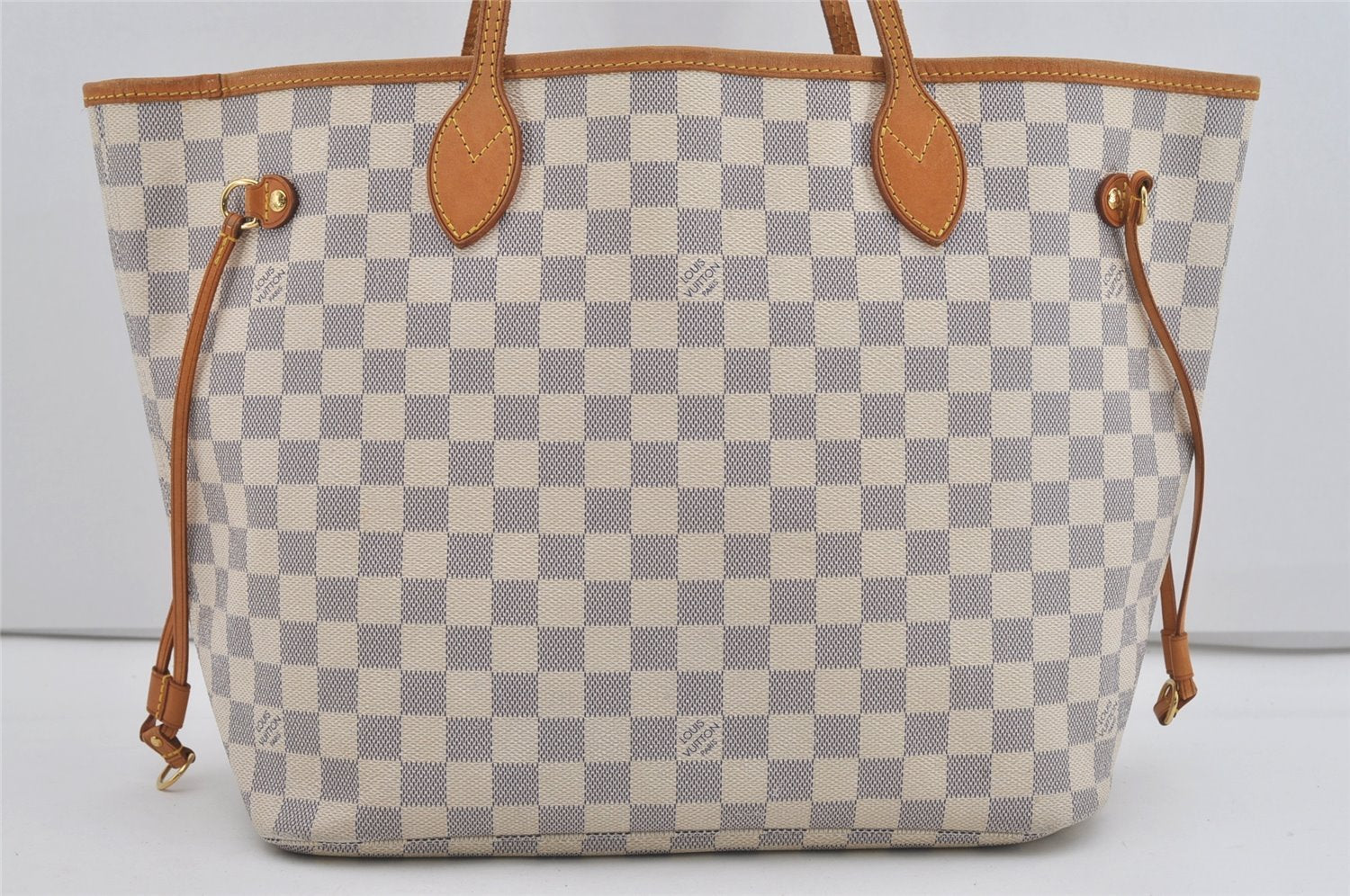 Authentic Louis Vuitton Damier Azur Neverfull MM Tote Bag N51107 LV 2683I