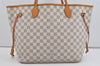 Authentic Louis Vuitton Damier Azur Neverfull MM Tote Bag N51107 LV 2683I