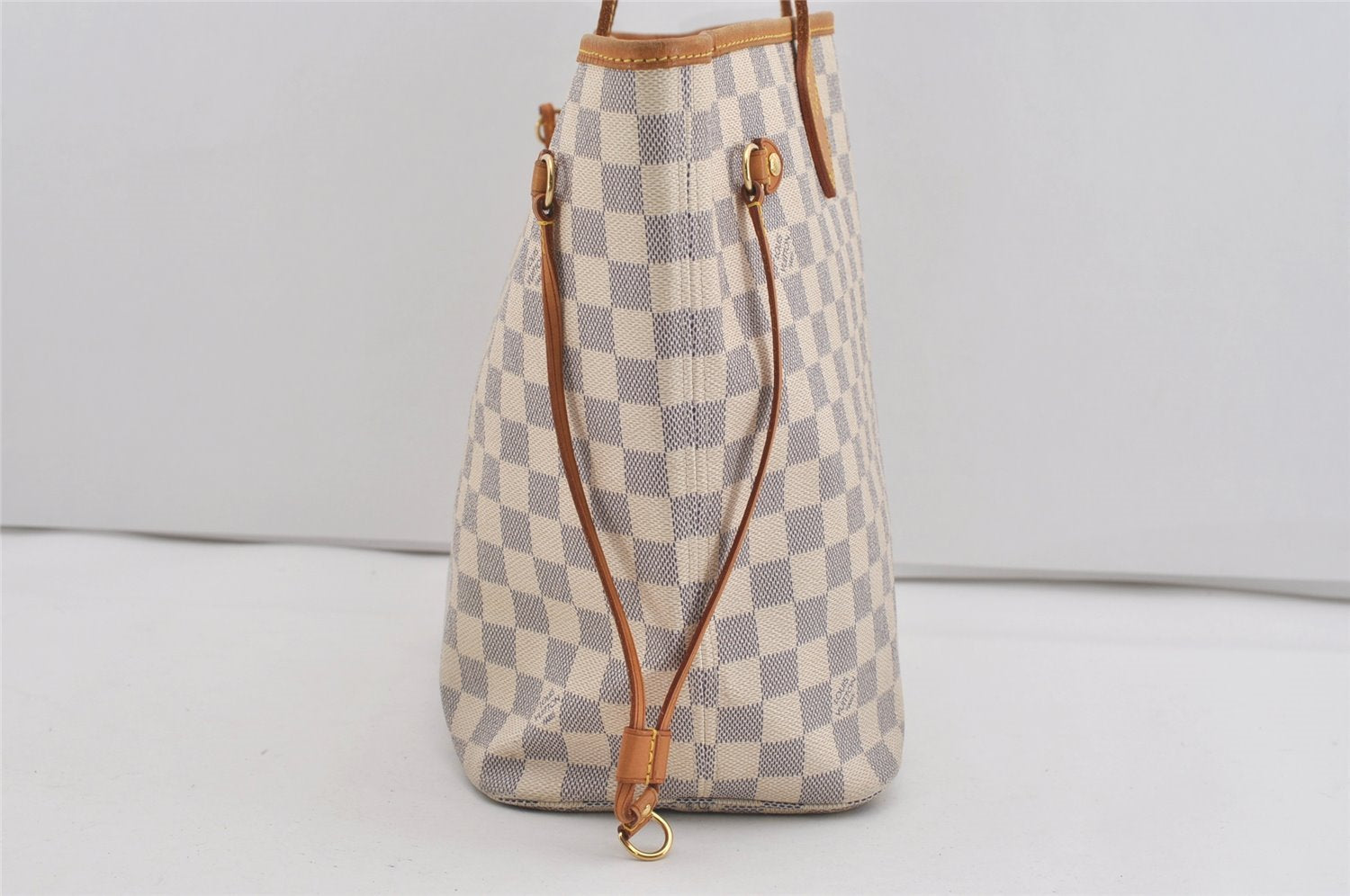 Authentic Louis Vuitton Damier Azur Neverfull MM Tote Bag N51107 LV 2683I