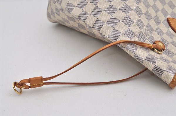 Authentic Louis Vuitton Damier Azur Neverfull MM Tote Bag N51107 LV 2683I