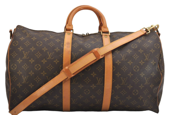 Authentic Louis Vuitton Monogram Keepall Bandouliere 50 M41416 Boston Bag 2686I