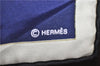 Authentic HERMES Carre 90 Scarf "LES FEUX DE LESPACE" Silk Blue 2687F