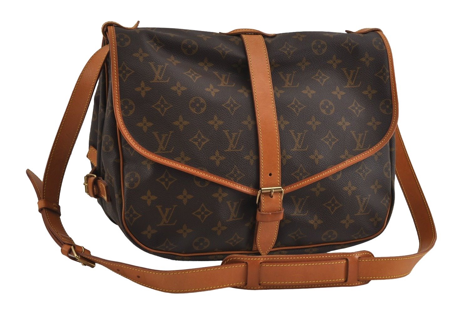 Authentic Louis Vuitton Monogram Saumur 35 Shoulder Cross Bag M42254 LV 2693I