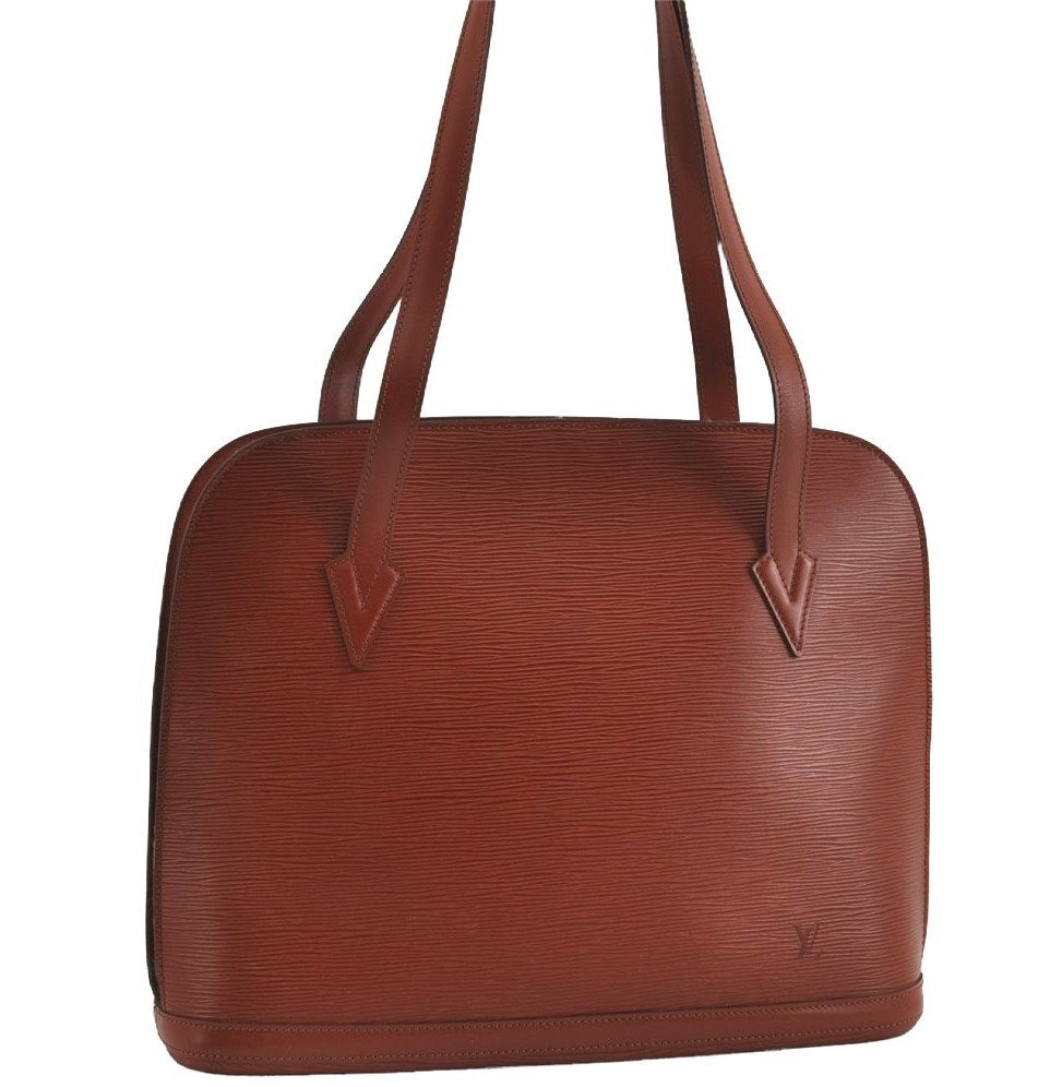 Authentic Louis Vuitton Epi Lussac Shoulder Tote Bag Brown M52283 LV 2697I