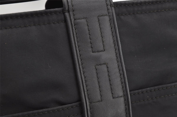 Authentic HERMES Acapulco PM Tote Hand Bag Purse Nylon Leather Black 2701I