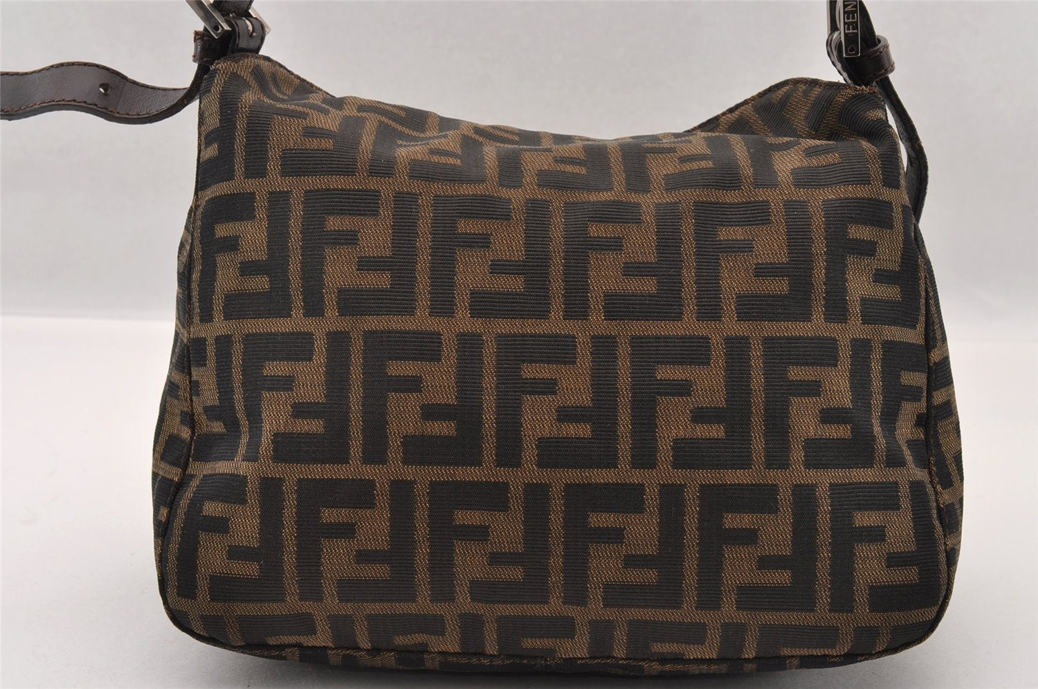 Authentic FENDI Zucca Mamma Baguette Shoulder Bag Canvas Leather Brown 2702I