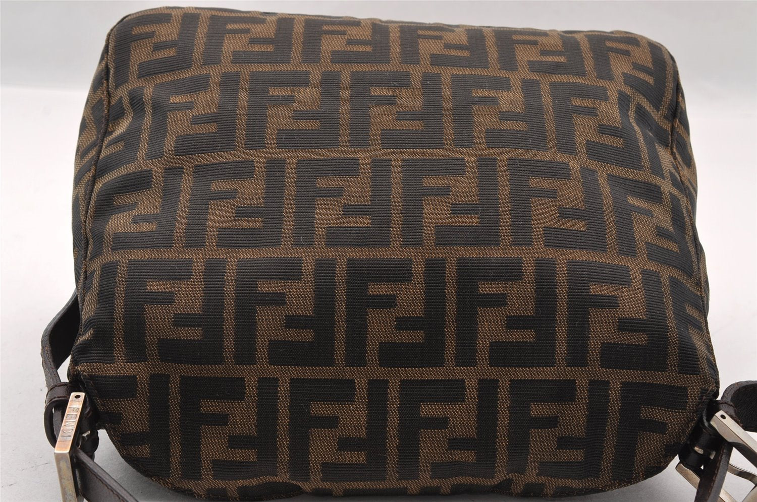Authentic FENDI Zucca Mamma Baguette Shoulder Bag Canvas Leather Brown 2702I