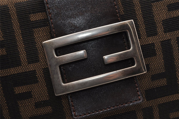Authentic FENDI Zucca Mamma Baguette Shoulder Bag Canvas Leather Brown 2702I