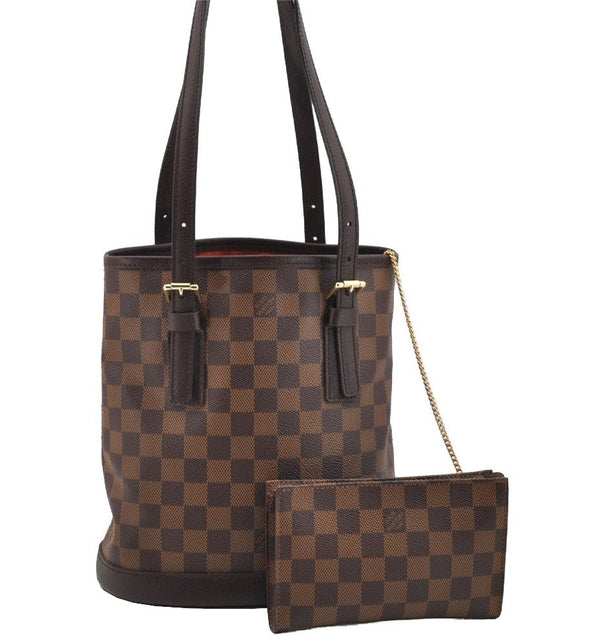 Authentic Louis Vuitton Damier Marais Bucket Shoulder Tote Bag N42240 LV 2703I