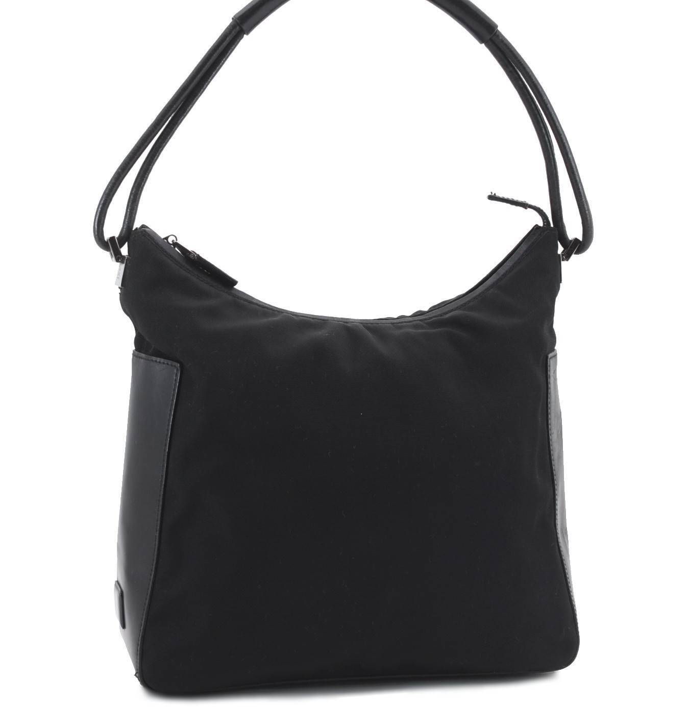 Authentic GUCCI Shoulder Hand Bag Purse Nylon Leather 0013766 Black 2706C