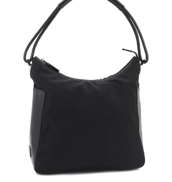 Authentic GUCCI Shoulder Hand Bag Purse Nylon Leather 0013766 Black 2706C