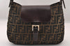 Authentic FENDI Zucca Vintage Shoulder Bag Purse Canvas Leather Brown 2709I