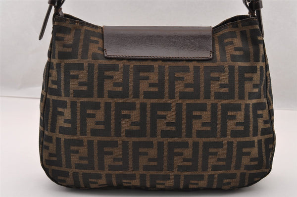 Authentic FENDI Zucca Vintage Shoulder Bag Purse Canvas Leather Brown 2709I