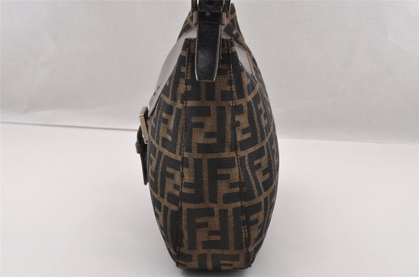 Authentic FENDI Zucca Vintage Shoulder Bag Purse Canvas Leather Brown 2709I