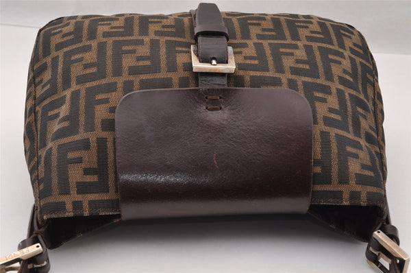 Authentic FENDI Zucca Vintage Shoulder Bag Purse Canvas Leather Brown 2709I