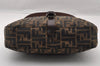 Authentic FENDI Zucca Vintage Shoulder Bag Purse Canvas Leather Brown 2709I