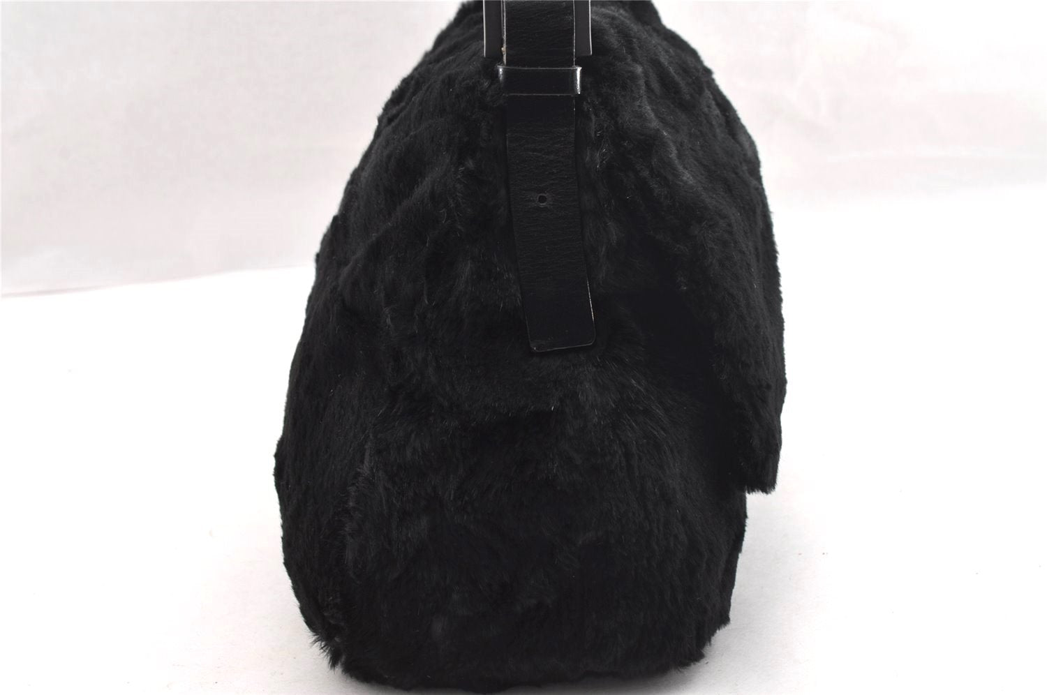 Authentic FENDI Mamma Baguette Shoulder Hand Bag Unborn Calf Leather Black 2710I