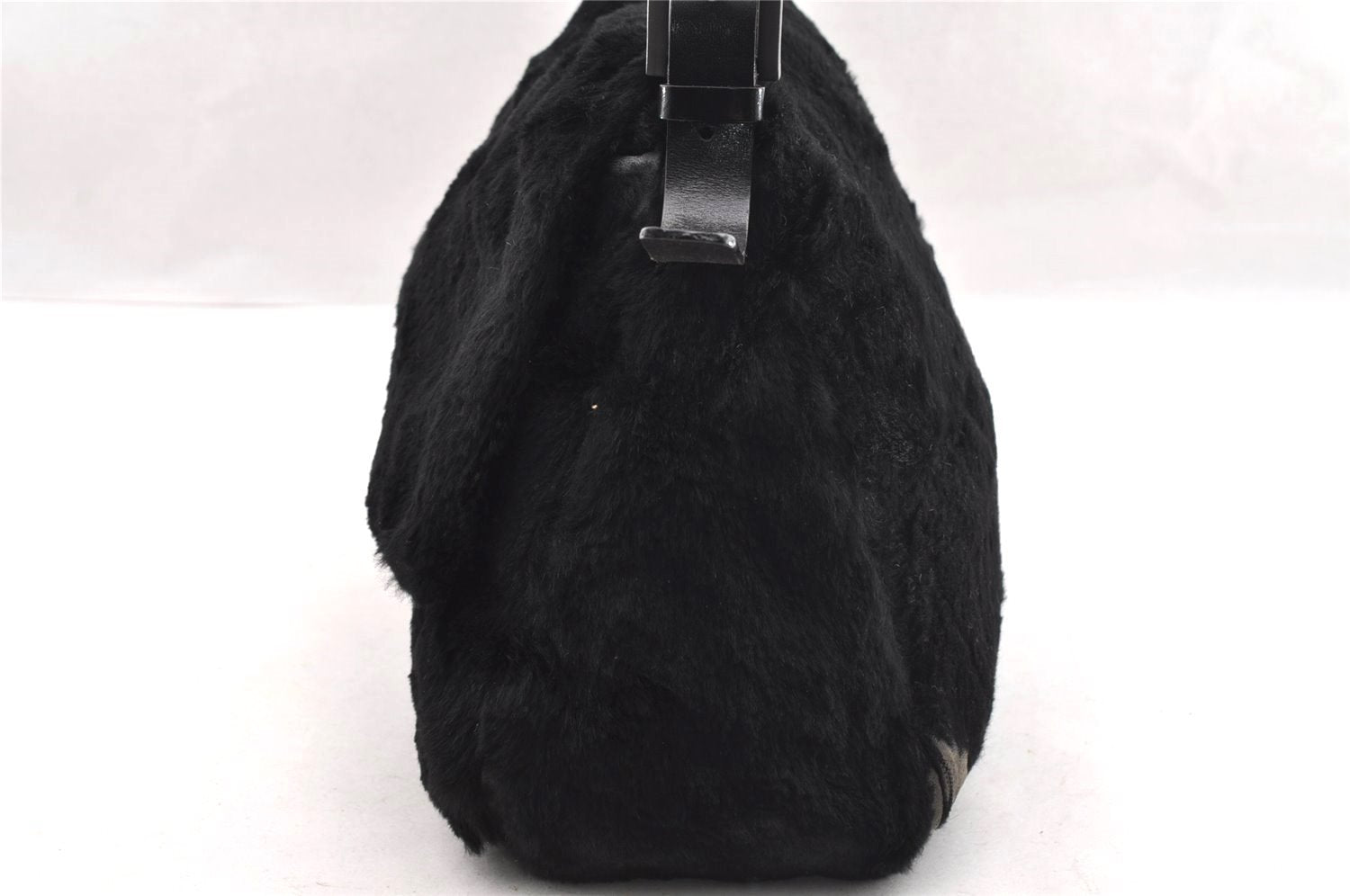 Authentic FENDI Mamma Baguette Shoulder Hand Bag Unborn Calf Leather Black 2710I