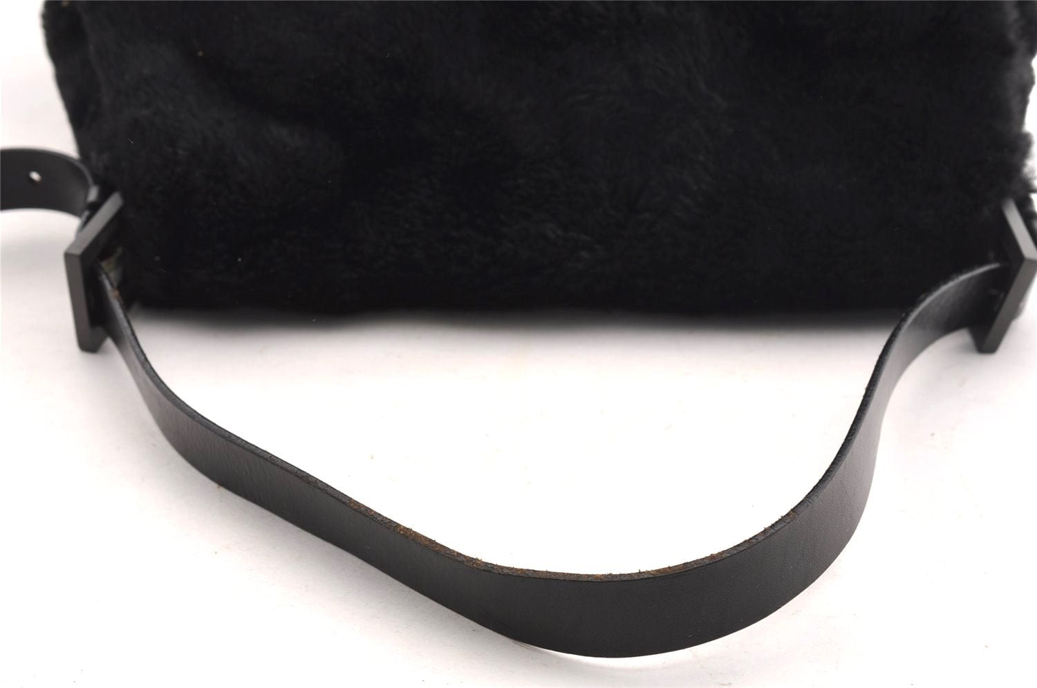 Authentic FENDI Mamma Baguette Shoulder Hand Bag Unborn Calf Leather Black 2710I