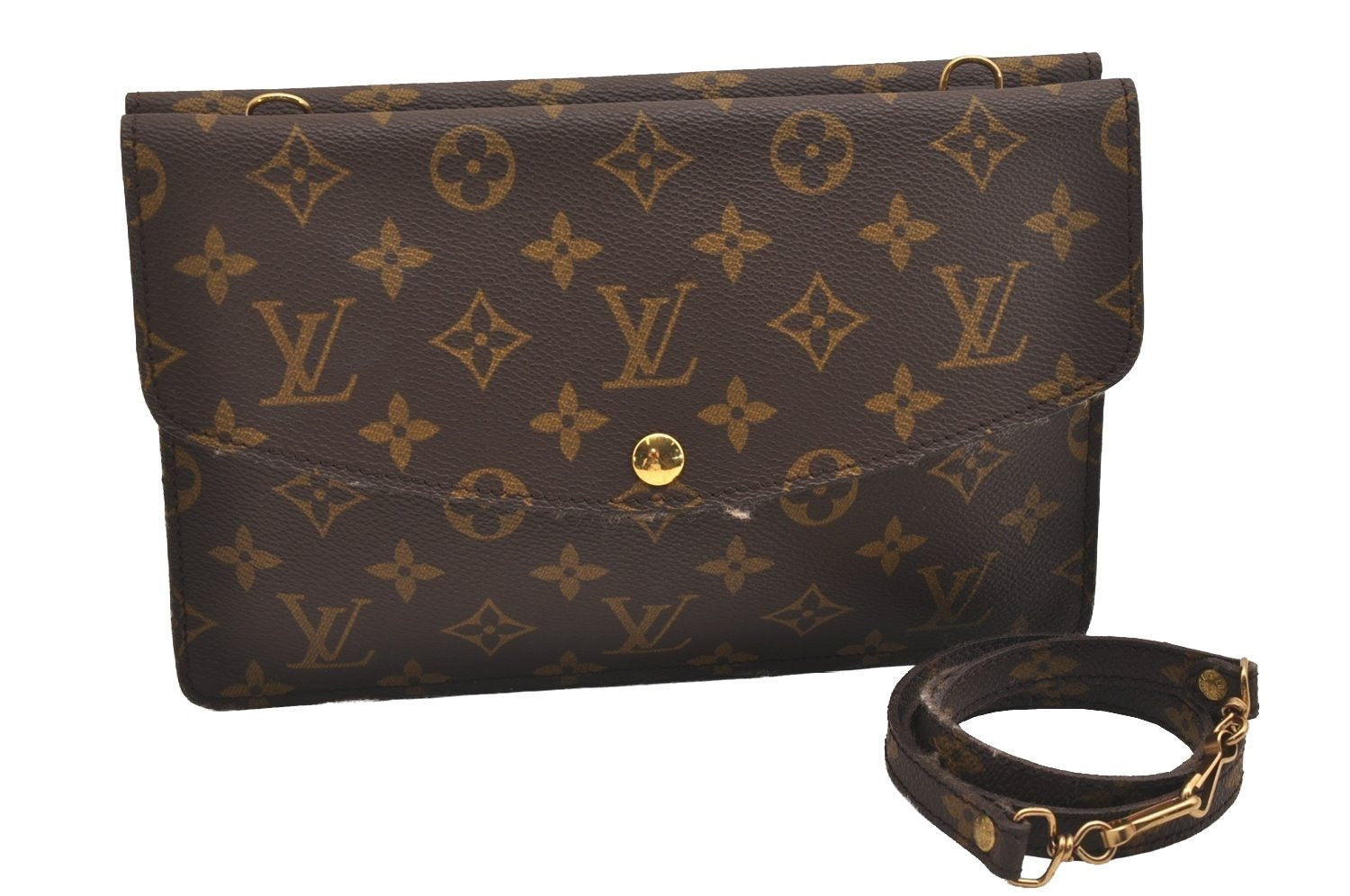 Auth Louis Vuitton Monogram Pochette Double Rabat Shoulder Bag M51815 LV 2713I