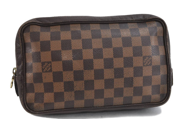 Authentic Louis Vuitton Damier Trousse Toilette Clutch Hand Bag N47623 LV 2715D