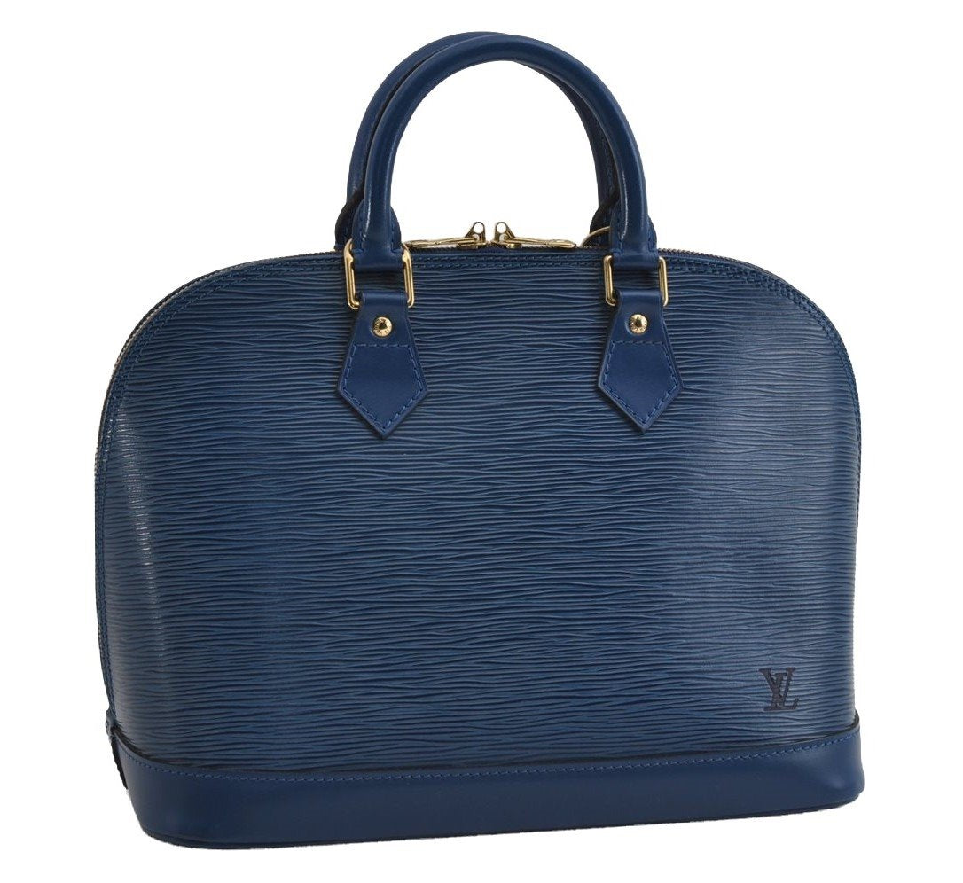 Authentic Louis Vuitton Epi Alma PM Hand Bag Blue M52145 LV 2717I