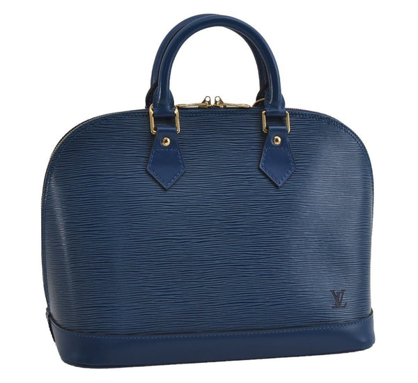 Authentic Louis Vuitton Epi Alma PM Hand Bag Blue M52145 LV 2717I