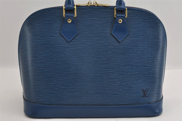 Authentic Louis Vuitton Epi Alma PM Hand Bag Blue M52145 LV 2717I
