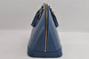 Authentic Louis Vuitton Epi Alma PM Hand Bag Blue M52145 LV 2717I