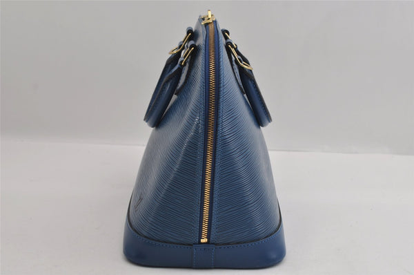 Authentic Louis Vuitton Epi Alma PM Hand Bag Blue M52145 LV 2717I