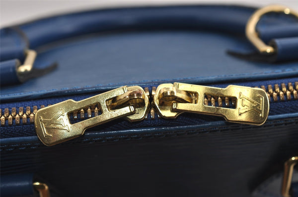 Authentic Louis Vuitton Epi Alma PM Hand Bag Blue M52145 LV 2717I