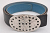 Authentic HERMES Mixte Mirage Leather Belt Size 85cm 33.5inches Black Blue 2719I