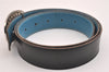 Authentic HERMES Mixte Mirage Leather Belt Size 85cm 33.5inches Black Blue 2719I