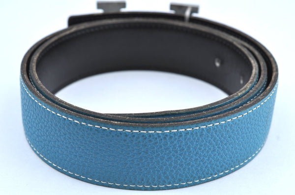 Authentic HERMES Constance Leather Belt Size 80cm 31.5" Blue Black Box 2720I