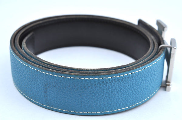 Authentic HERMES Constance Leather Belt Size 80cm 31.5" Blue Black Box 2720I