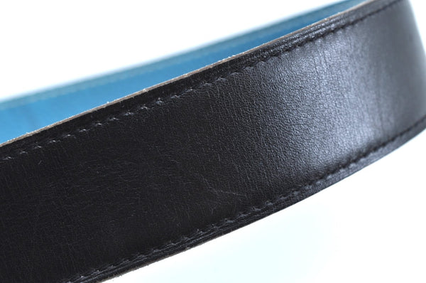 Authentic HERMES Constance Leather Belt Size 80cm 31.5" Blue Black Box 2720I