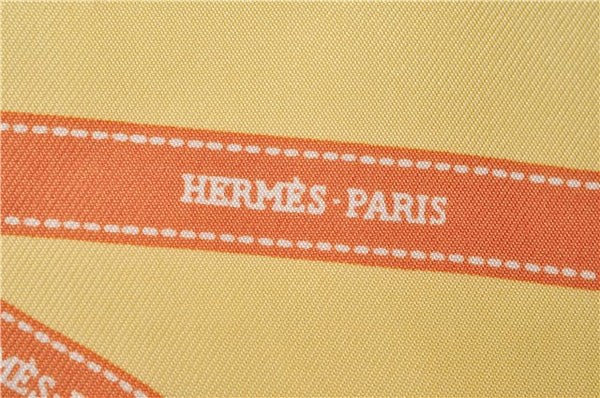 Authentic HERMES Petit Carre 40 Scarf Handkerchief "Bolduc" Silk Yellow 2721E