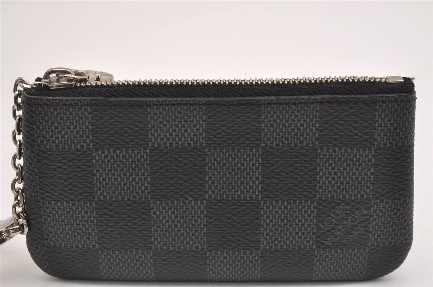 Authentic Louis Vuitton Damier Graphite Pochette Cles Coin Case N60155 Box 2722I