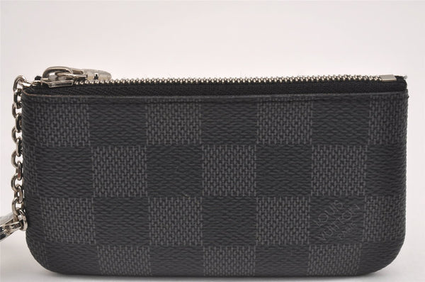 Authentic Louis Vuitton Damier Graphite Pochette Cles Coin Case N60155 Box 2722I