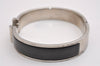 Authentic HERMES Vintage Clic H Bangle Bracelet Silver Black Box 2725I