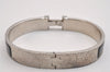 Authentic HERMES Vintage Clic H Bangle Bracelet Silver Black Box 2725I