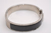 Authentic HERMES Vintage Clic H Bangle Bracelet Silver Black Box 2725I