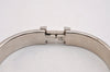 Authentic HERMES Vintage Clic H Bangle Bracelet Silver Black Box 2725I