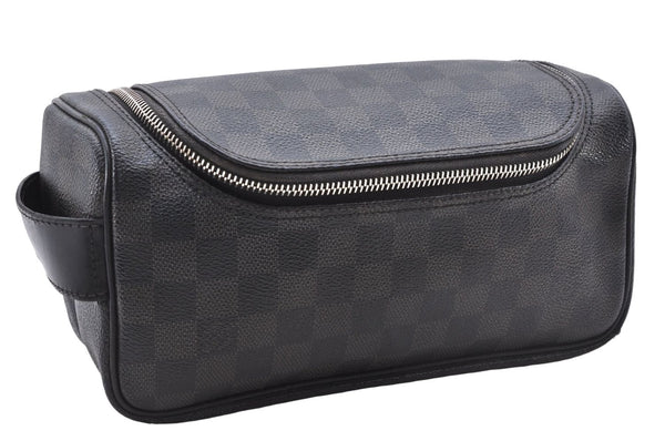 Authentic Louis Vuitton Damier Graphite Toiletry Pouch N47625 LV 2726E