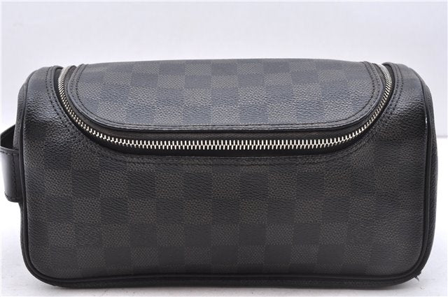 Authentic Louis Vuitton Damier Graphite Toiletry Pouch N47625 LV 2726E