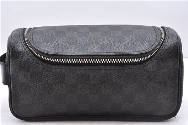 Authentic Louis Vuitton Damier Graphite Toiletry Pouch N47625 LV 2726E