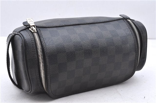 Authentic Louis Vuitton Damier Graphite Toiletry Pouch N47625 LV 2726E