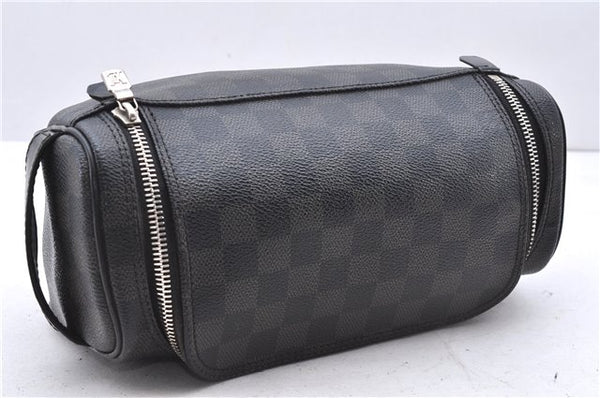 Authentic Louis Vuitton Damier Graphite Toiletry Pouch N47625 LV 2726E